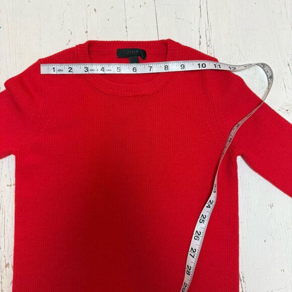 J. Crew Sweater Merino Wool Size XS Knit Ribbed Red Warm Festive Cozy - Picture 6 of 11